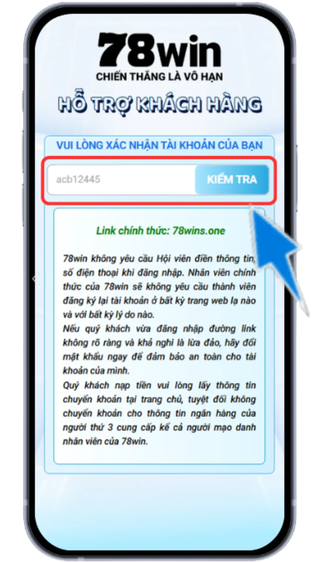 Bước 1 : Vào Link >> Nhập tên đăng nhập >> Ấn kiểm tra
